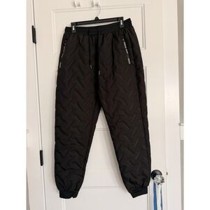 Fleece Lined Jogger Pants Black Insulated Winter Sweatpants Size L NEW